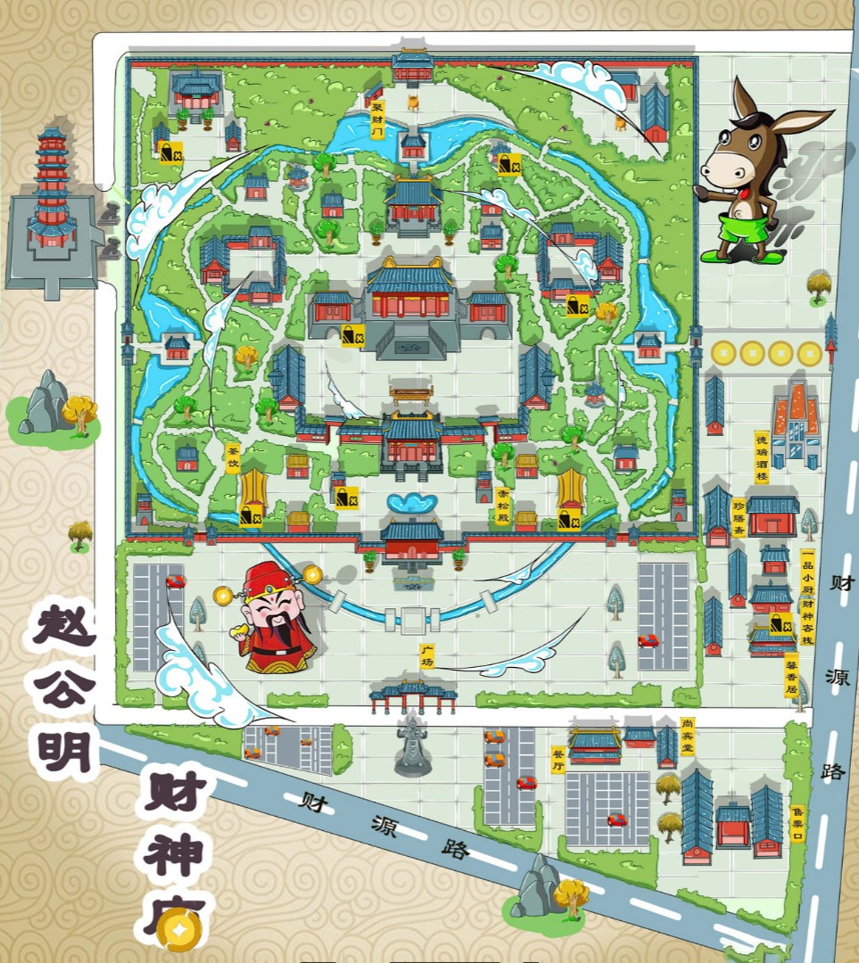 南宝镇寺庙类手绘地图